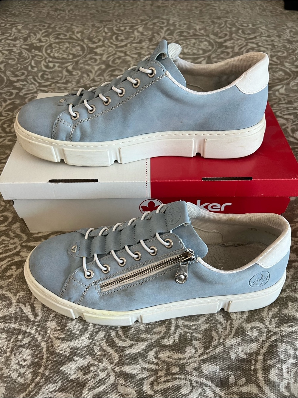 Rieker Women's Light Blue and White Casual Sneakers